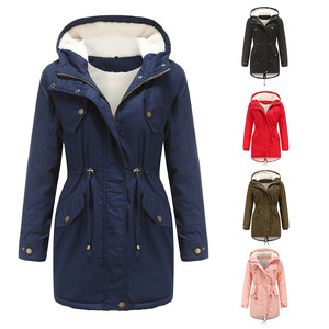 Parka Imbottito in Poliestere <span class=keywords><strong>con</strong></span> Cappuccio, Fodera in Peluche, <span class=keywords><strong>Cappotto</strong></span> Invernale Casual e Caldo per Signore e Donne - Product Image 2
