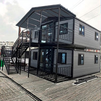 Maison conteneur modulaire préfabriquée extensible à 3 chambres, prête à l'emploi, kit de cabane compacte en acier à double aile, design moderne, pour salle de sport ou résidence