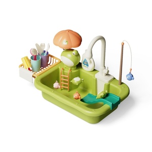 Cartoon Electric Dishwasher Sink Playset Kids Kitchen Pretend Play Toy with Water Cycle Faucet Summer <b>Bathing</b> Toy for Kids - Product Image 5