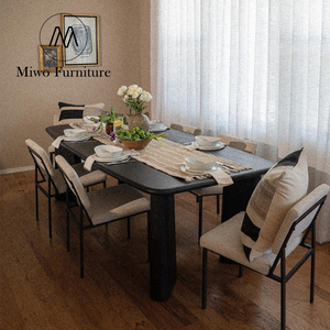 Nhà hàng Gia Đình Gỗ Sồi bàn ăn ăn và ghế đặt phòng bàn ăn màu đen hiện đại đặt 6 Bàn hội nghị 8 chỗ ngồi - Product Image 3