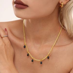 Collier ras du cou tendance en perles de lapis-lazuli naturel, style INS, design personnalisé, bijoux fins à la mode pour femmes, vente en gros - Product Image 2