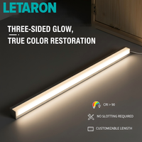 Barre lumineuse LED linéaire à montage en surface, longueur personnalisée, CRI 90+, 12V 24V, luminescence sur trois côtés, profil en alliage d'aluminium, garantie 3 ans