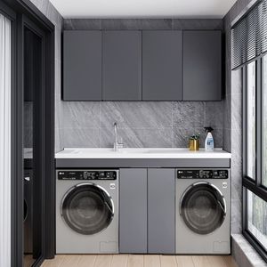 Ensemble de lavabo intégré en aluminium pour machine à laver, évier de balcon domestique, lavabo pour se laver les mains - Product Image 2