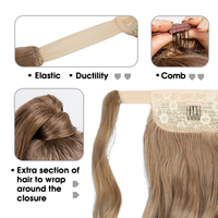 Extensions de cheveux synthétiques premium invisibles à clipser, résistantes à la chaleur, pour queues de cheval à enrouler – Vente en gros