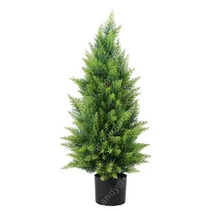 Simulation PE Carton Plastic Plant Green Plastic Trees Outdoor Decorative 3~5 Years Christmas Decorative Potting