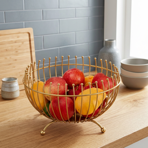 Corbeille à fruits ronde moderne en métal, support de rangement de cuisine durable à un seul niveau - Product Image 2