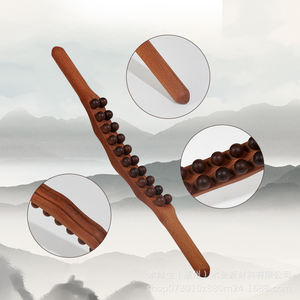 Outils de Massage du cou et du dos, 20 perles, thérapie en bois de hêtre carbonisé, Drainage lymphatique, rouleau de Massage, bâton de grattage en bois - Product Image 6