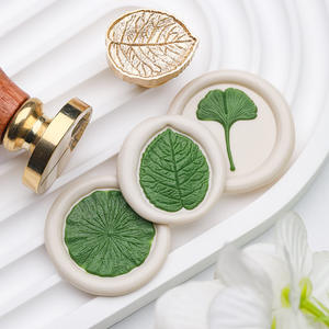 Série Texture Feuille : Tête de tampon à cire à cacheter en cuivre avec motif feuille en relief pour la décoration - Product Image 3