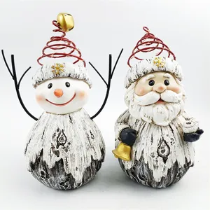Nouveauté Bonhomme de neige et Père Noël en résine Décorations de Noël Lumières LED de Noël