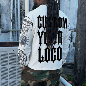 Felpa Unisex Oversize <span class=keywords><strong>con</strong></span> Stampa DTG Personalizzata, Design Vintage Effetto Lavaggio Acido, Collo Alto, in Cotone Effetto Waffle per Uomo - Product Image 2