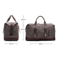 Sac de voyage vintage en toile et cuir, grande capacité, sac de week-end, sac de nuit pour homme, bagage à main pour voyage d'affaires, gym