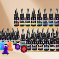 Résine UV colorée 30 couleurs, paillettes de diamant, 20g, durcissement à la lumière UV, colle de résine à durcissement ultraviolet pour petits moules en résine UV, fabrication de bijoux