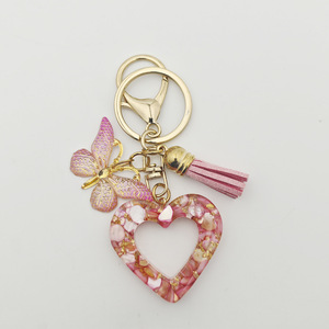 Cute Acrylic Hollow Out Heart Charm Light Keychain Pendant Couple Gifts Butterfly Tassels Car Bag Charm Decoration Lightweight - Product Image 4