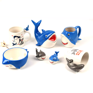 Promotional Custom logo Shark Series Pepper <strong>Shaker</strong> Printed Ceramic Animal <strong>Coffee</strong> Cup Cappuccino Mug - Product Image 1