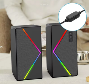 مكبر صوت للكمبيوتر RGB أضواء مبهرة صوت ستيريو وسائط متعددة تحيط بتصميم مصدر طاقة تيار مستمر - Product Image 2