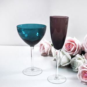 Vente en gros de gobelets à vin en cristal sans plomb <span class=keywords><strong>SONYA</strong></span> bleu foncé/vert/violet, décoration de mariage, faits à la main, écologiques, arrondis - Product Image 5