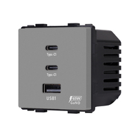 Módulo de Enchufe de Carga Rápida PD de 65W, 2 Puertos Tipo-C + 1 Puerto USB-A, Módulo de Cargador de Pared para Hoteles y Renovaciones del Hogar