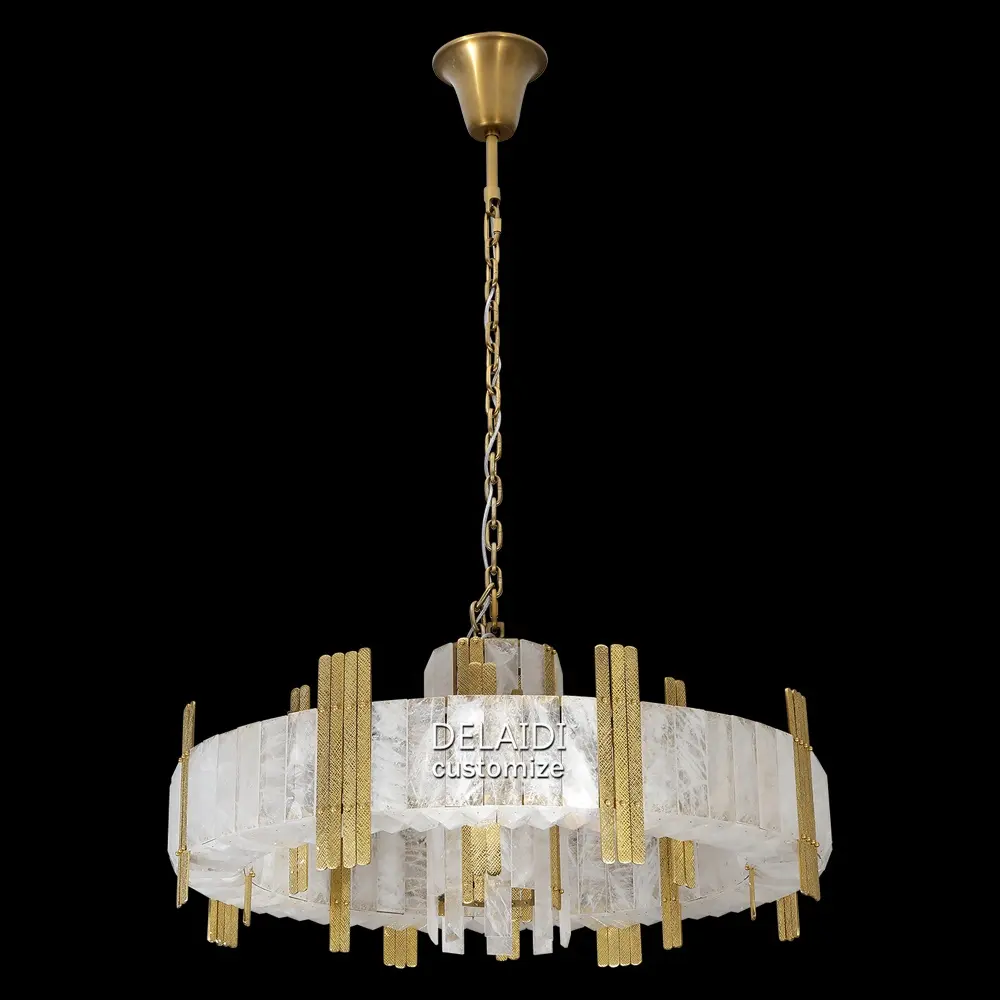 Copper luxury living room chandelier modern dining room bedroom master lights designer high-end natural rock crystal chandelier
