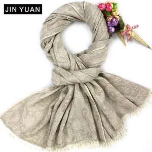 manufacturer custom 50% mercerized wool 50% cashmere scarf stoles winter women tassel jacquard cashmere scarves shawl