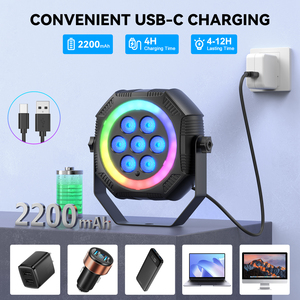 U'king <span class=keywords><strong>7</strong></span> <span class=keywords><strong>Led</strong></span> RGB Disco hiệu ứng sân khấu đèn có thể sạc lại nhuộm mệnh ánh sáng với điều khiển từ xa - Product Image 5