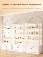 Weißer Kosmetik-Präsentationsschrank Schönheitssalon Nagelkunst-Vitrine Muster-Glasregal Mehrstöckiges Hautpflege-Regal Anpassbar