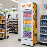 Vitrine Réfrigérée Commerciale Verticale à Refroidissement par Air pour Boissons, Présentoir Réfrigéré avec Porte Vitrée pour Entreposage et Supermarchés