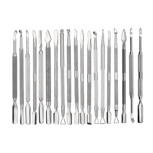 Outil de nail art multifonctionnel à double tête personnalisé dissolvant en acier inoxydable peau morte poussoir de nail art dissolvant de gel de vernis à ongles - Product Image 1