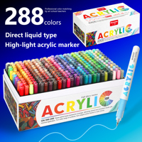 Ensemble de marqueurs acryliques GuangNa 288 couleurs haute brillance, haute concentration, haute couverture pour la pierre, la céramique, le verre, le bois, l'artisanat DIY