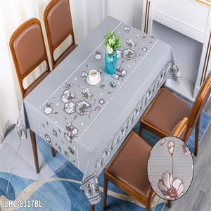 Su misura di alta qualità stampa floreale goffrato metallico PVC rotolo tovaglia impermeabile - Product Image 2