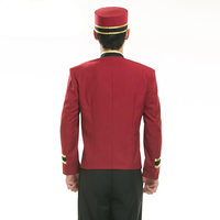 Tenues d'accueil pour hôtels : Uniformes de portier, costume d'étiquette de bienvenue pour hommes, ensemble printemps comprenant veste, pantalon et chapeau, couleur rouge