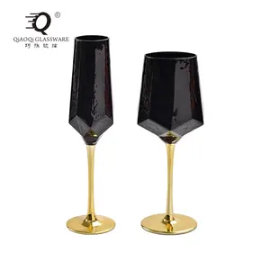 Light luxury vintage black gold glass wine goblet Champagne glass manually blown pure handmade wine set