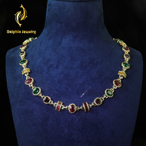 Collier personnalisé en argent sterling 925 avec moissanite, <span class=keywords><strong>rubis</strong></span> multicolores, émeraudes, plaqué or, style hip-hop, bijoux unisexes - Product Image 3