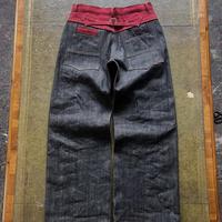 Pantalon en jean brut selvedge 14OZ pour homme, style patchwork, grande taille, coupe baggy bootcut, jean selvedge épais, fabrication OEM pour homme
