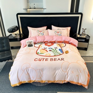 Hot Bán Dày Sợi Nhỏ 4 Miếng Bộ Đồ Giường Thiết Kế Phim Hoạt Hình-J In Kỹ Thuật Số Duvet Bìa Tấm Ga Giường Gối Tấm Bộ - Product Image 2