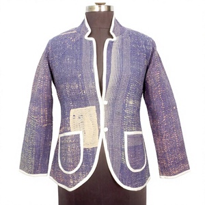 Indian Cotton Vintage Kantha <b>jacket</b> with <b>mandarin</b> <b>collar</b> and pockets button Autumn/Winter High Quality Quick Dry Plus <b>Jacket</b> - Product Image 1