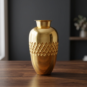 AK Brass Mini <b>Small</b> Yellow Gold Designer <b>Flower</b> <b>Vases</b> For Living Room Table Decoration - Product Image 1