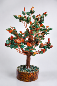 Handmade <b>Crystal</b> <b>Tree</b> Gemstone Decorative Craft Green and Amber Wire Wrapped Home Decor Gift - Product Image 1
