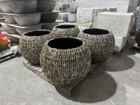 Pot Bunga Fiberglass Bentuk Bola Besar, Pot Beton Fiber Bulat, Pot Tanaman FRP untuk Taman Luar Ruangan, Jardiniere Exterieur
