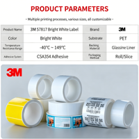 Rouleau d'étiquettes thermiques en PET blanc brillant 3M 7871 résistant à l'huile, imperméable, résistant à la chaleur, durable, adhésif puissant, résistant aux produits chimiques