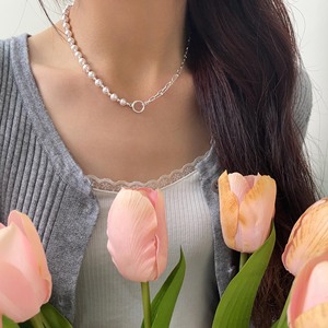 Yinruitai S925 Sterling Silver Pearl <b>Necklace</b> With Round <b>Ring</b> Clasp For Women Everyday Wear Autumn Winter Sweater Chain - Product Image 1