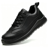 Chaussures de sécurité en cuir microfibre, anti-perforation, antistatiques, résistantes aux chocs, antidérapantes en PU, confortables pour le travail et la construction
