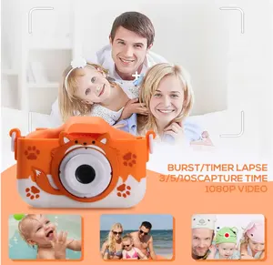 Selfie ילדים מצלמה חג המולד יום הולדת מתנות עבור בנות גיל 3-10 ילד HD דיגיטלי וידאו מצלמות פעוט קריקטורה סיליקון מצלמה צעצועים