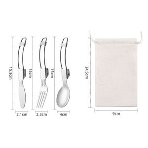 Ensemble de couverts de voyage pliables en acier inoxydable avec logo personnalisé pour les événements en plein air et les cadeaux promotionnels - Product Image 3