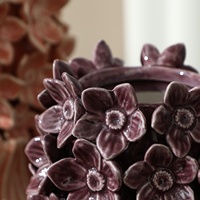 Vas Keramik Bunga 3D Padat Buatan Tangan Dekoratif Berlapis Kaca Vintage Flolenco, Vas Seni Bunga Pahatan untuk Hiasan Meja Rumah
