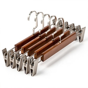 Neue Rutschfeste Holz-Kleiderbügel mit Clips Spritzgegossen für Kleiderschrank & Küche Hosen Jeans Röcke Socken - Product Image 5