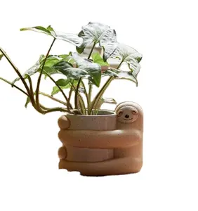 2022 راتينج الأعلى مبيعًا الكسل على شكل زهور لطيف الإبداعية متعة الأخضر النباتات بوعاء المنزل المفروشات مثقب زهور