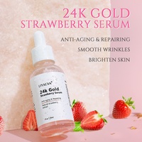 Sérum Visage Anti-Âge Anti-Rides Éclaircissant Anti-Taches à la Fraise et Feuille d'Or 24K