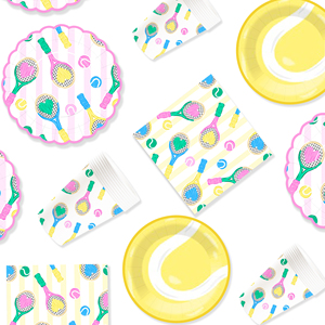 Ensemble de vaisselle sur le thème du sport DAMAI avec des éléments de tennis, assiettes en papier, serviettes, gobelets pour fête d'anniversaire de garçon ou de fille - Product Image 2