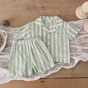 Ropa de verano para bebé cuello polo a rayas deportes casuales para niños manga corta + Pantalones casuales conjunto bebé ropa de moda - Product Image 4