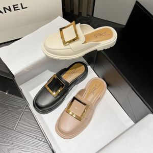 รองเท้าโลฟเฟอร์ Mule หุ้มทองลำลองของผู้หญิงที่หรูหราอุดตันและ Mules-LK-BL04 - Product Image 1